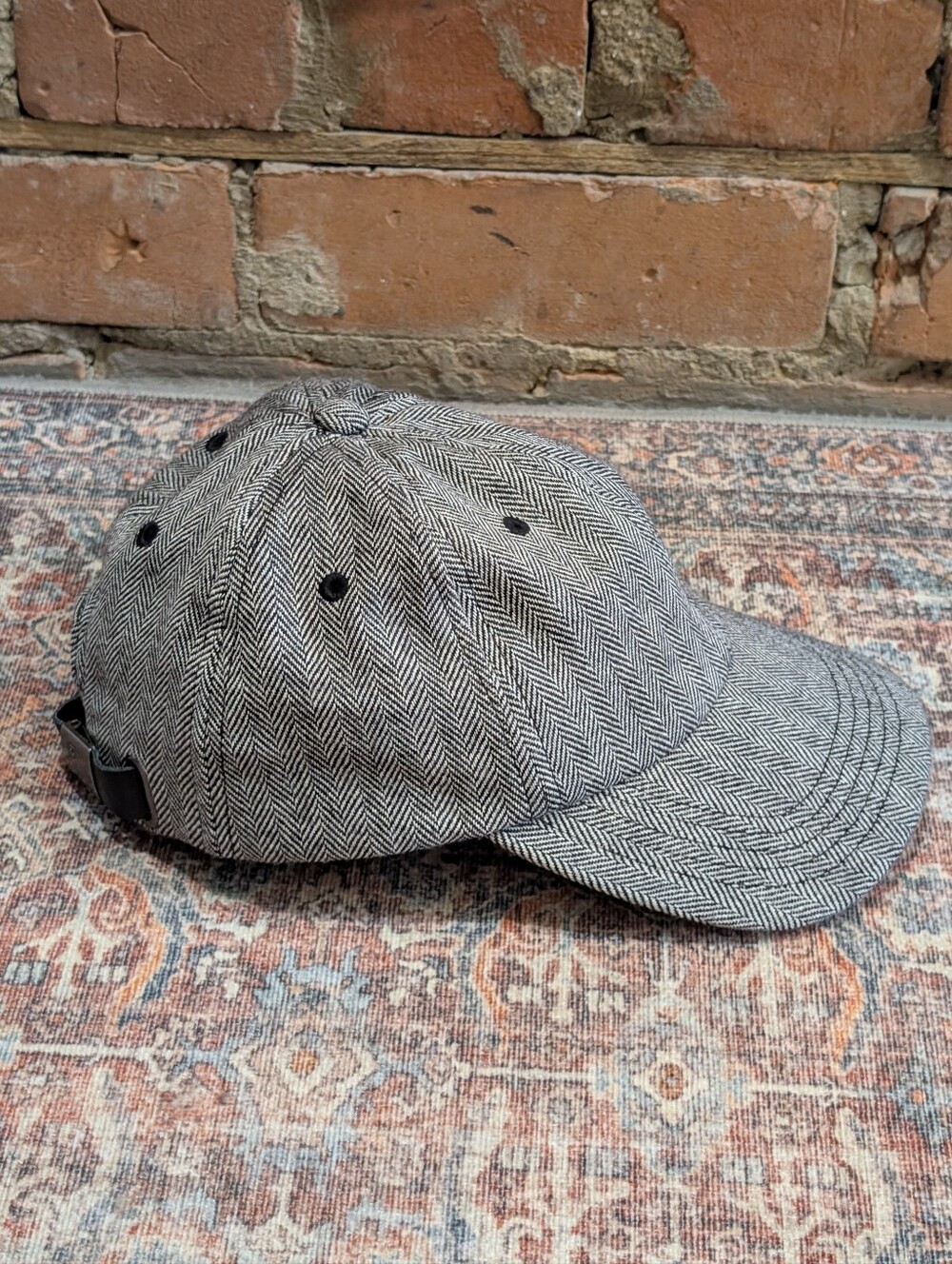 OVO 100% Wool Herringbone Tweed Baseball Cap Hat - Picture 3 of 12